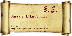 Benyák Emília névjegykártya